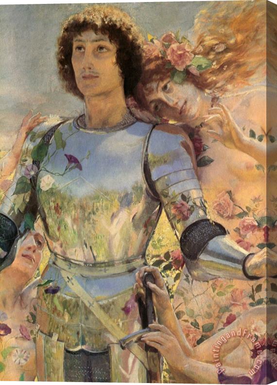 Georges Antoine Rochegrosse The Knight of The Flowers [detail Left] Stretched Canvas Painting / Canvas Art
